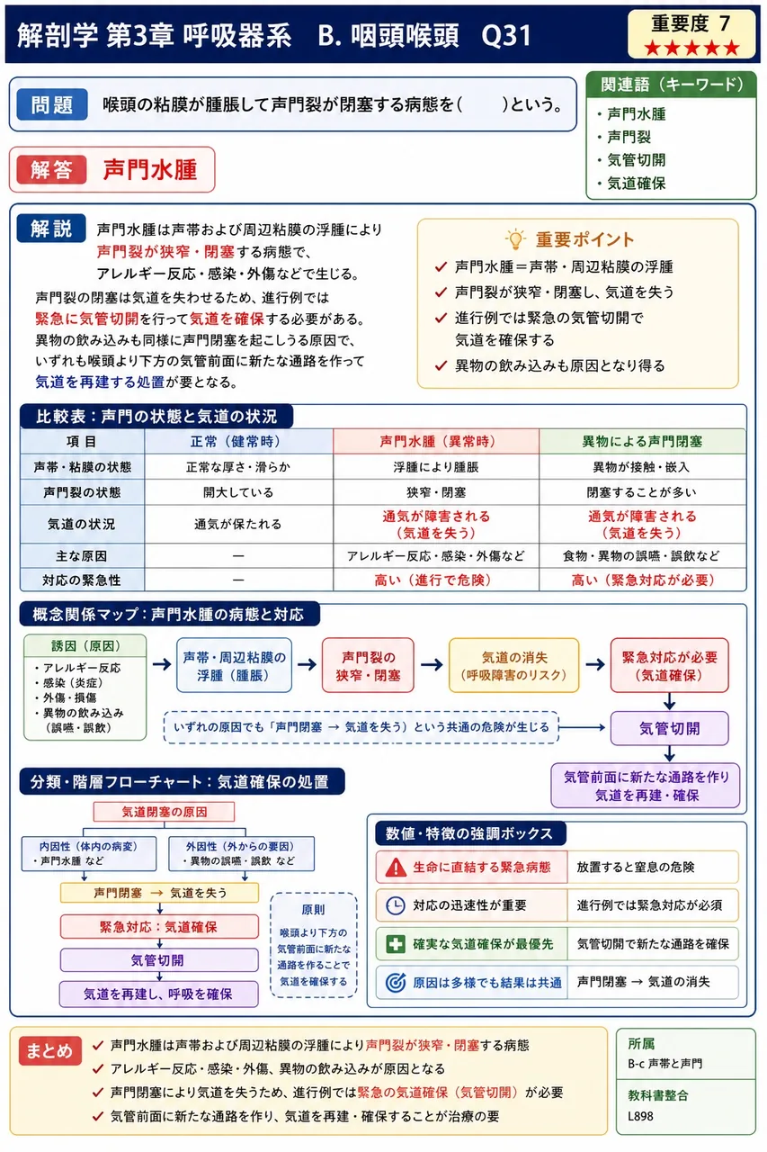 左右の気管支の太さ・長さ・走行の組合せとして正しいのはどれか。 解説図