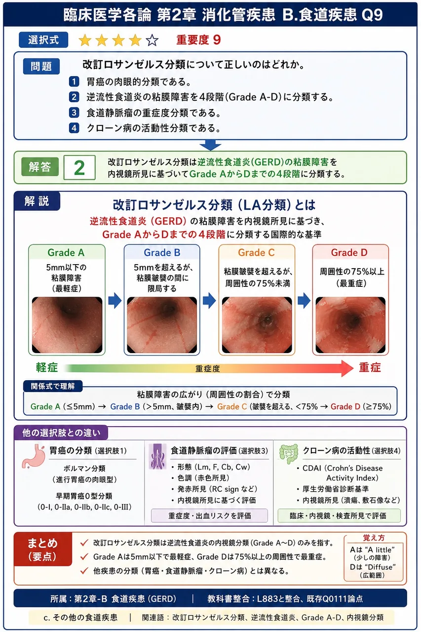 改訂ロサンゼルス分類について正しいのはどれか。 解説図