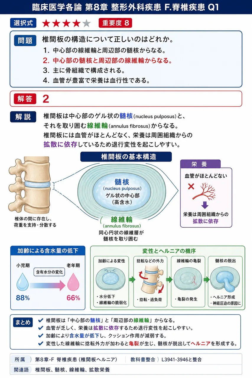 椎間板の構造について正しいのはどれか。 解説図
