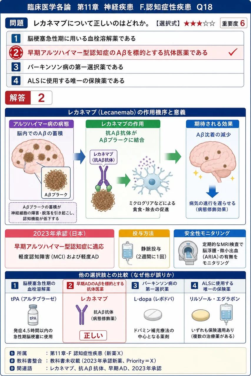 レカネマブについて正しいのはどれか。 解説図