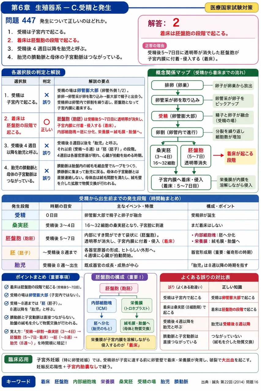 鍼灸 第22回(2014) 問題16|発生について正しいのはどれか。 解説図